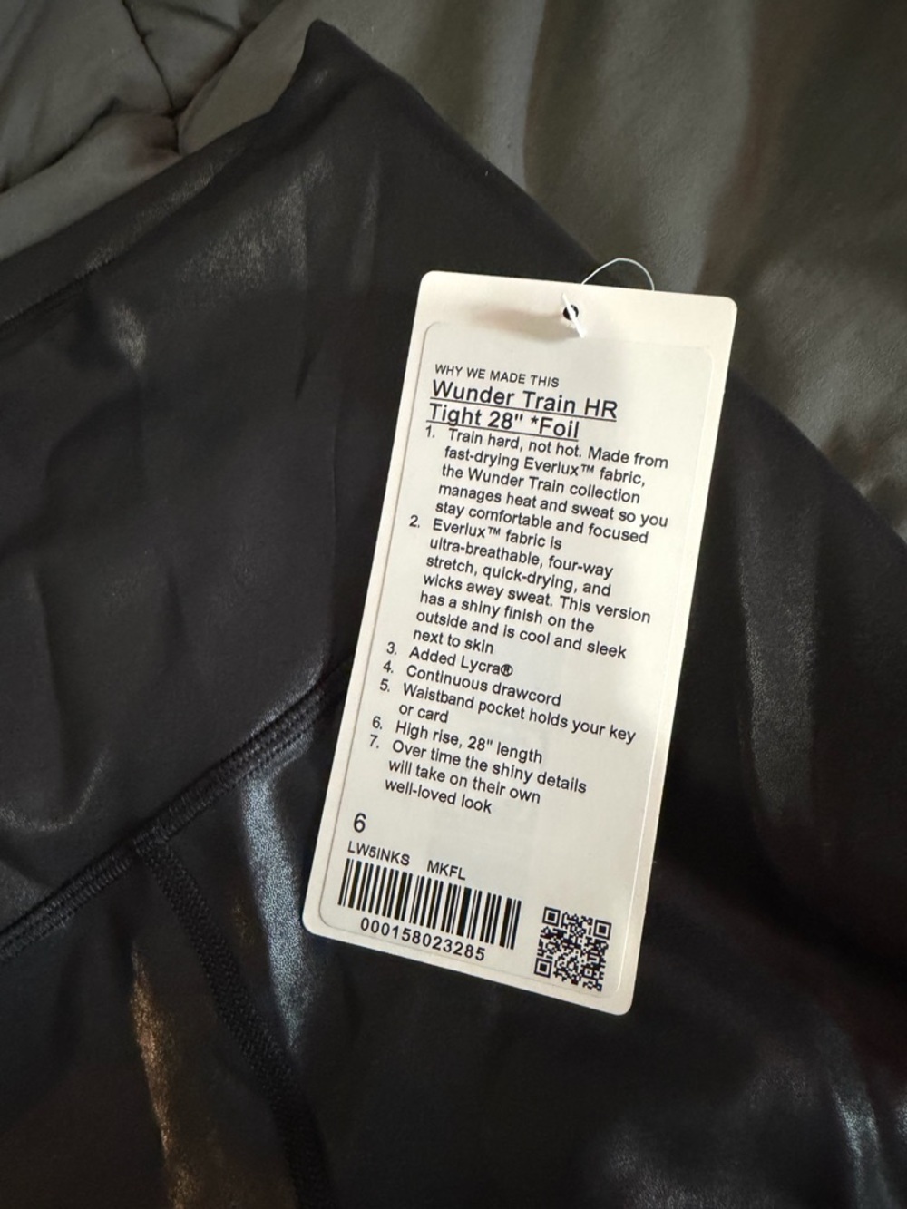 Luluemon Wunder Train HR Tight 28" Foil Leggings in Black